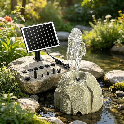 Fontaine Solaire pour Bain d'Oiseaux Aspect Pierre