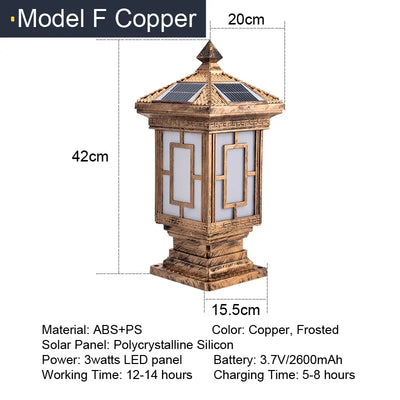 Lampe Solaire Pilier Jardin Décoration Étanche