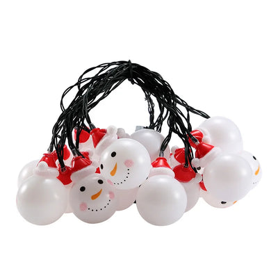 Guirlande Solaire Bonhomme de Neige et Père Noël pour Cour