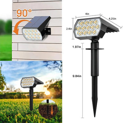 Spot Solaire Extérieur 52 LED à Planter pour Jardin, Cour et Allée