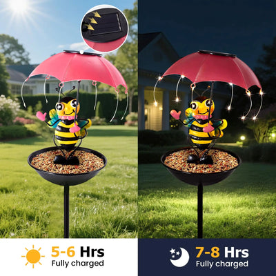 Mangeoire Solaire à Oiseaux en Métal Étanche avec LED