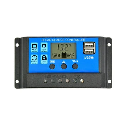 Régulateur Solaire PWM 100A 12V 24V Écran LCD 2 Ports USB