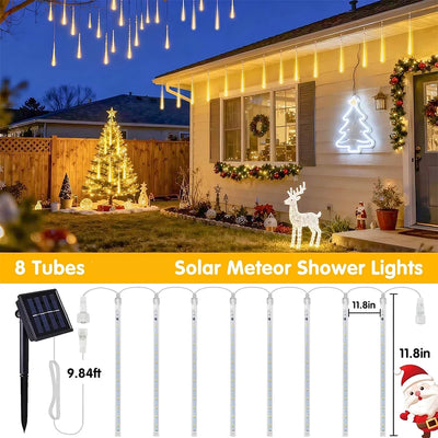 Guirlande Solaire Pluie de Météores Noël Sapin et Gouttière