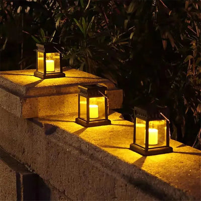 Lanterne Solaire Extérieure Bougie LED Effet Flamme, Crépuscule à l'Aube