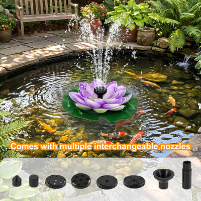 Fontaine Solaire Flottante Lotus 1,5 W à 6 Buses