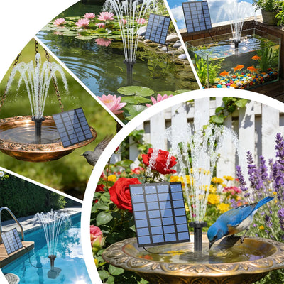 Fontaine Solaire de Jardin 6 Buses Bain d'Oiseaux