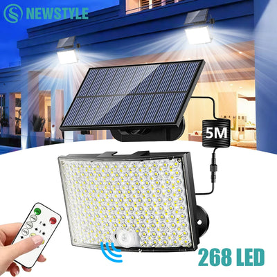 Projecteur Solaire 268 LED IP65 5 Modes Détecteur Mouvement