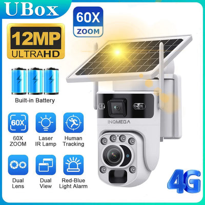 Caméra de Surveillance Solaire INQMEGA 4G 12MP Zoom Optique 60X