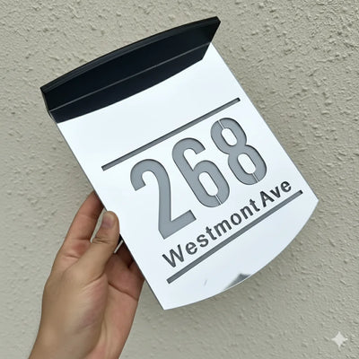 Plaque Numéro de Maison Solaire Acrylique Découpe Laser 3D Incurvée