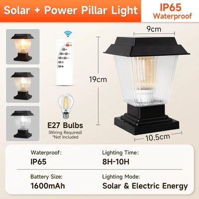 Lampe Solaire de Colonne avec Télécommande