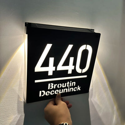 Plaque Numéro de Maison Solaire Découpe 3D Rétroéclairée 25 cm