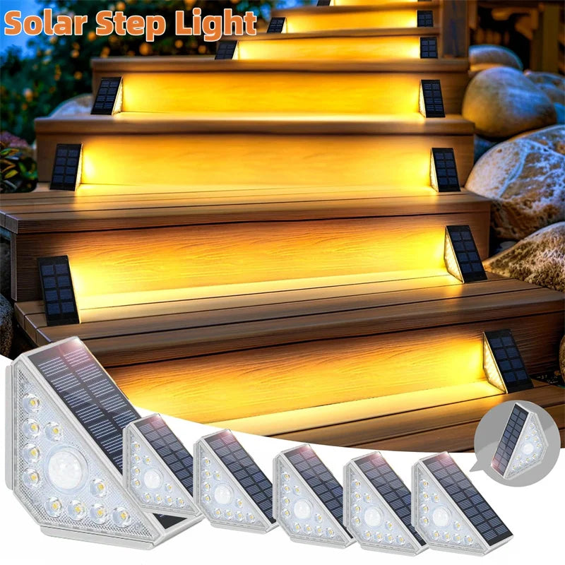 Lampe Solaire Escalier Extérieur 10 LED Détecteur de Mouvement