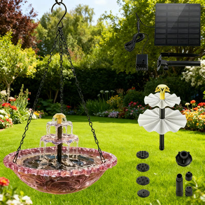 Fontaine Solaire Suspendue Bol en Verre avec Crochet