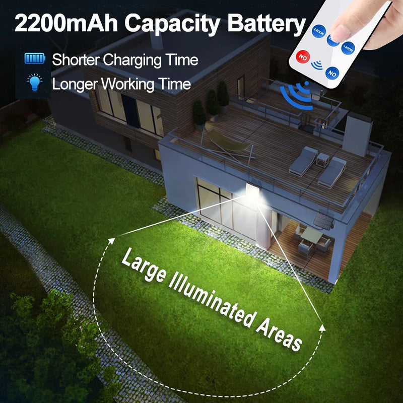 Réverbère solaire LED 328 avec capteur PIR et télécommande pour jardin