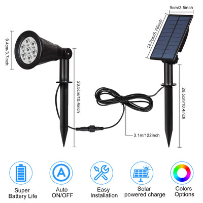 Projecteur Solaire 7 LED Couleur Modifiable Jardin IP65
