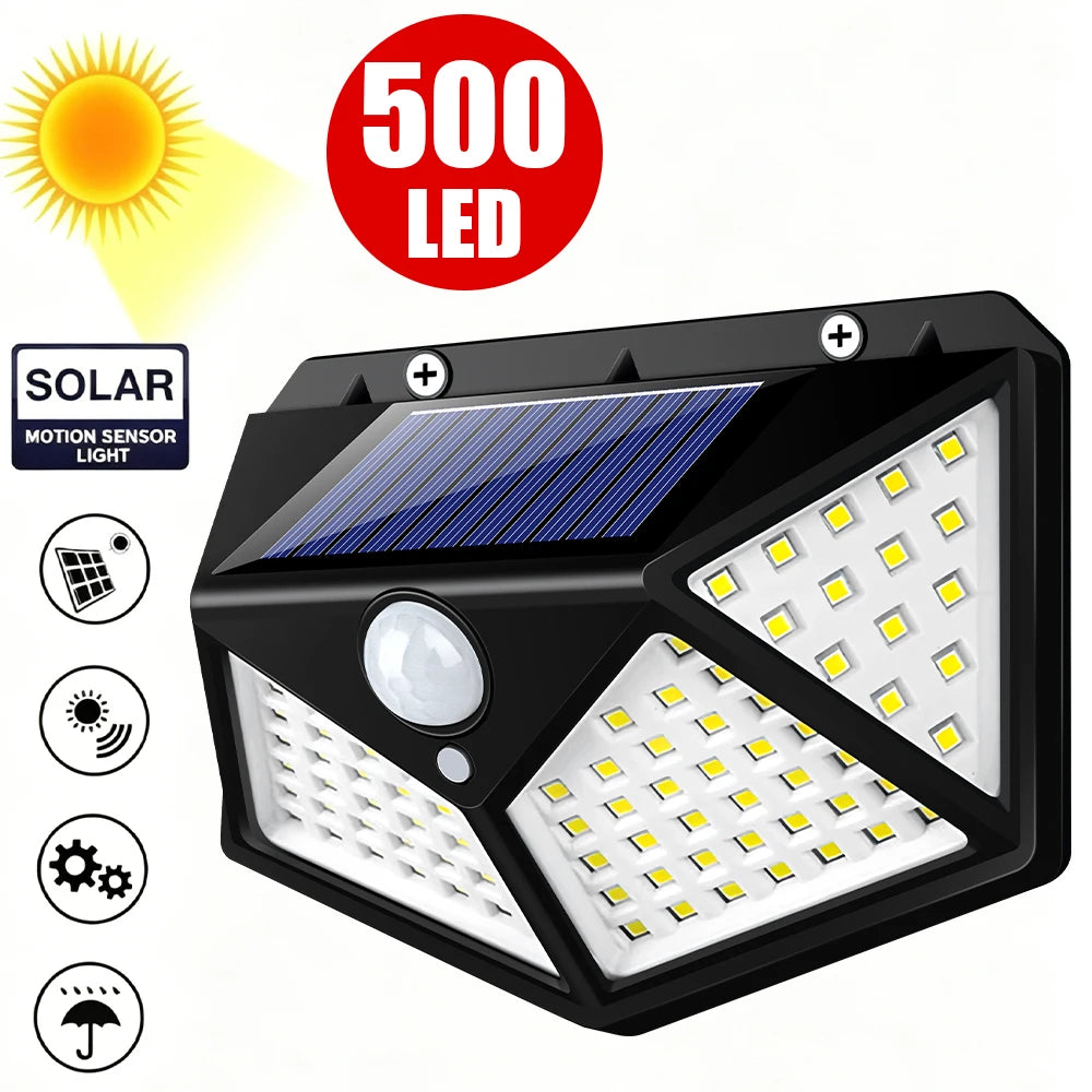 Applique Solaire Extérieur 500 LED Détecteur de Mouvement