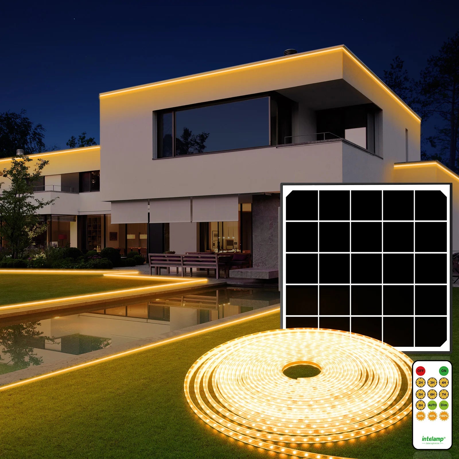 Ruban LED Solaire Extérieur intelamp 10 m 800 LED