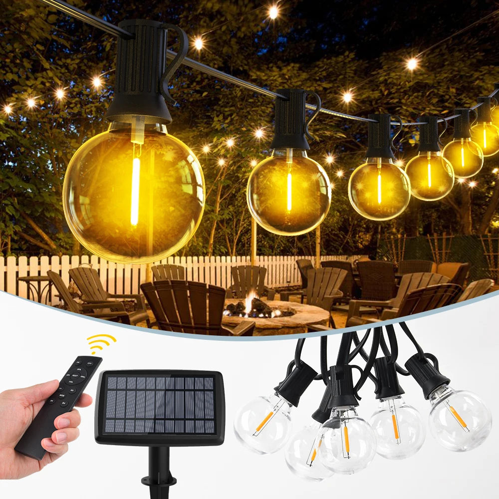 Guirlande solaire extérieure G40 LED de 21 m pour jardin