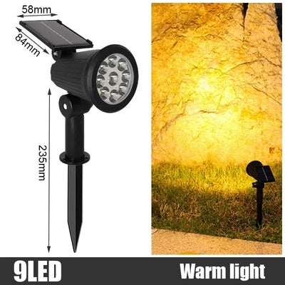 Spot Solaire RGB Extérieur 9 LED Luminosité Réglable pour Jardin et Palmiers