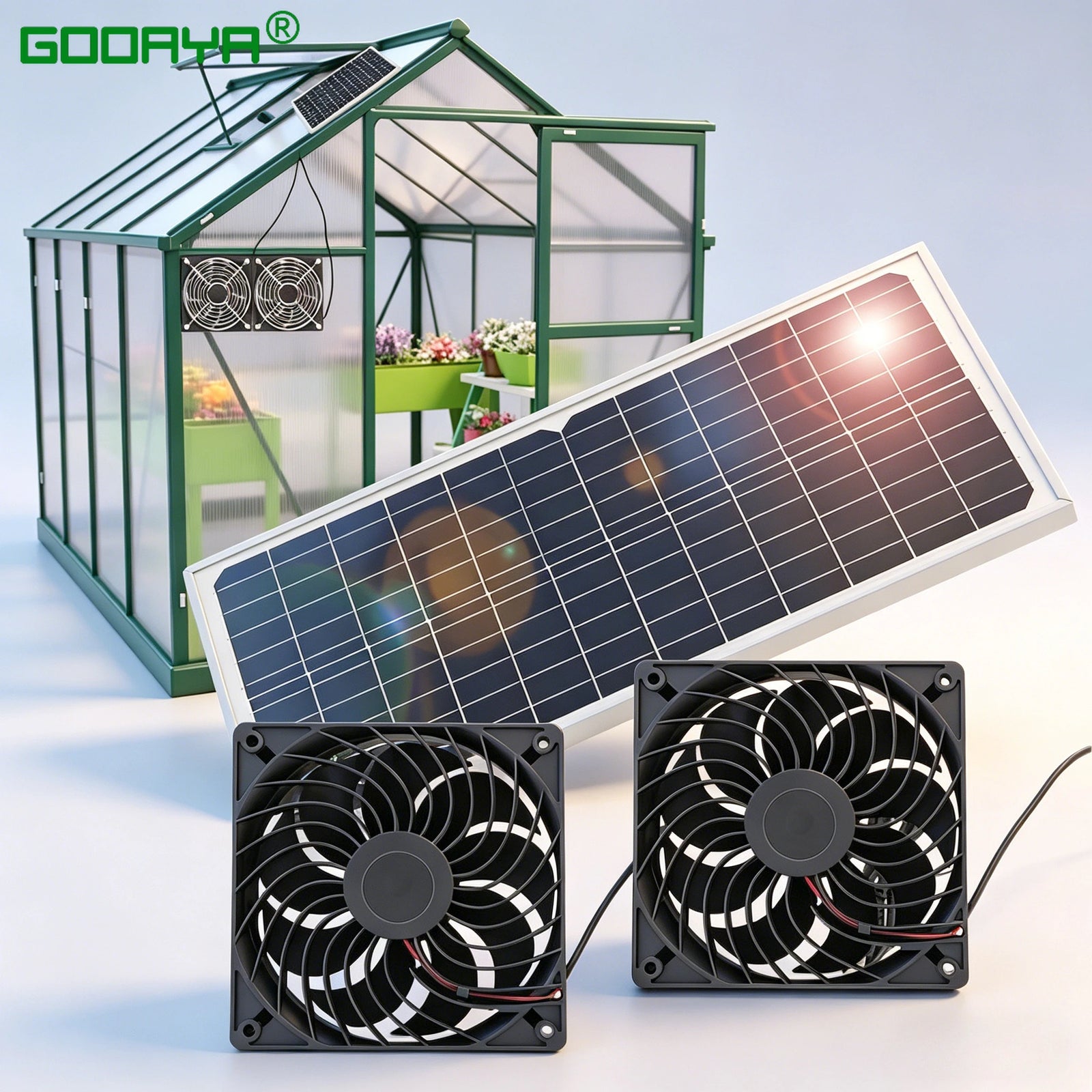 Extracteur Solaire Double 30W Étanche pour Serre et Abri