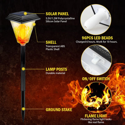Torche Solaire LED Clignotante Décorative IP65