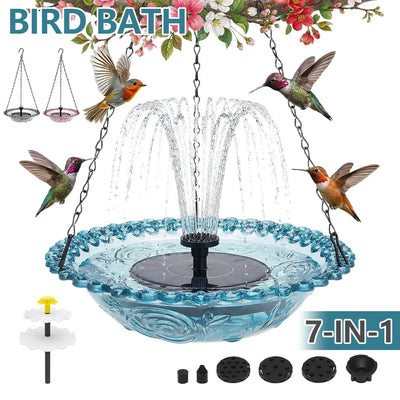 Bain d'Oiseaux Suspendu à Fontaine Solaire pour Jardin