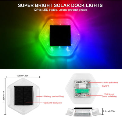 Spot Solaire Escalier LED RGB Étanche Marche Extérieur Jardin
