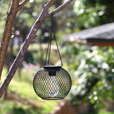 Lanterne Solaire Extérieure Boule en Fil Métallique Tressé