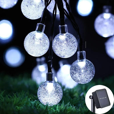 Guirlande Solaire Extérieur Globe Cristal 60 LED, 8 Modes IP65