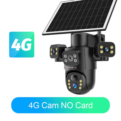 Caméra Solaire 4G WiFi 3 Objectifs 4K Extérieure