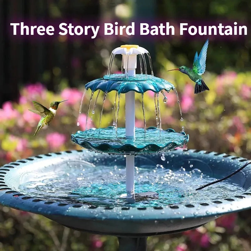 Fontaine Solaire Bain d'Oiseaux 3 Niveaux