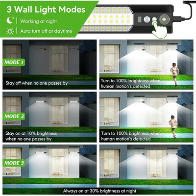 Projecteur Solaire Extérieur 158 LED Détecteur de Mouvement et Télécommande
