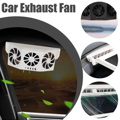 Ventilateur Solaire de Voiture 3 Turbines Rechargeable