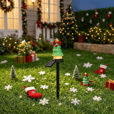 Lampe Solaire Noël Père Noël Sapin et Bonhomme de Neige