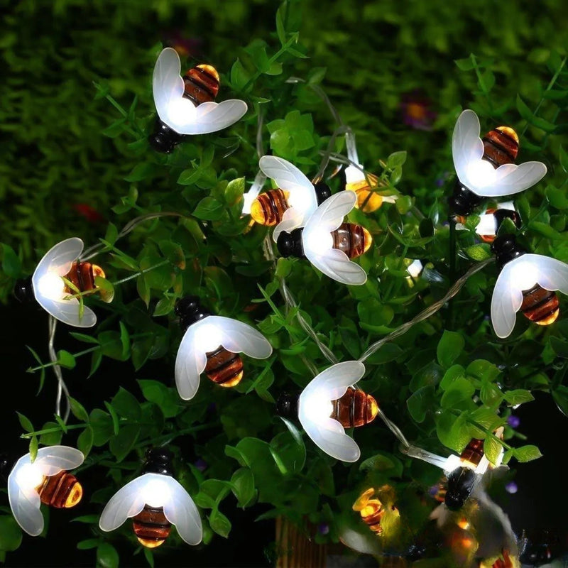 Guirlande Solaire Abeille LED Décorative Jardin Blanc Chaud