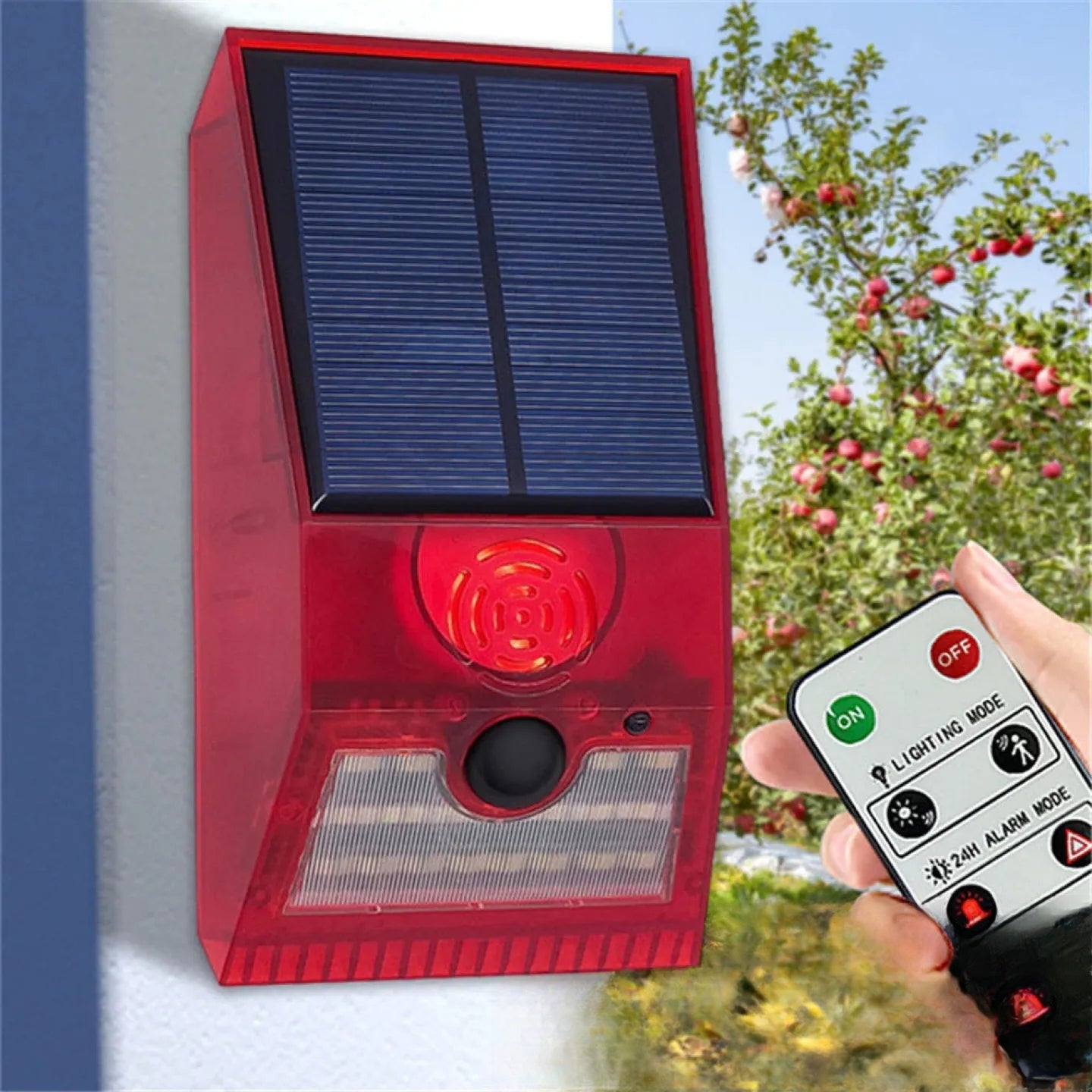 Lampe Solaire avec Alarme LED Sécurité Extérieur