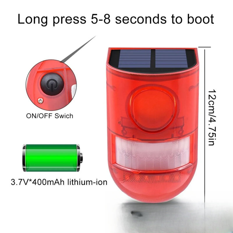 Alarme solaire sans fil extérieure 110 dB sécurité jardin - vue produit