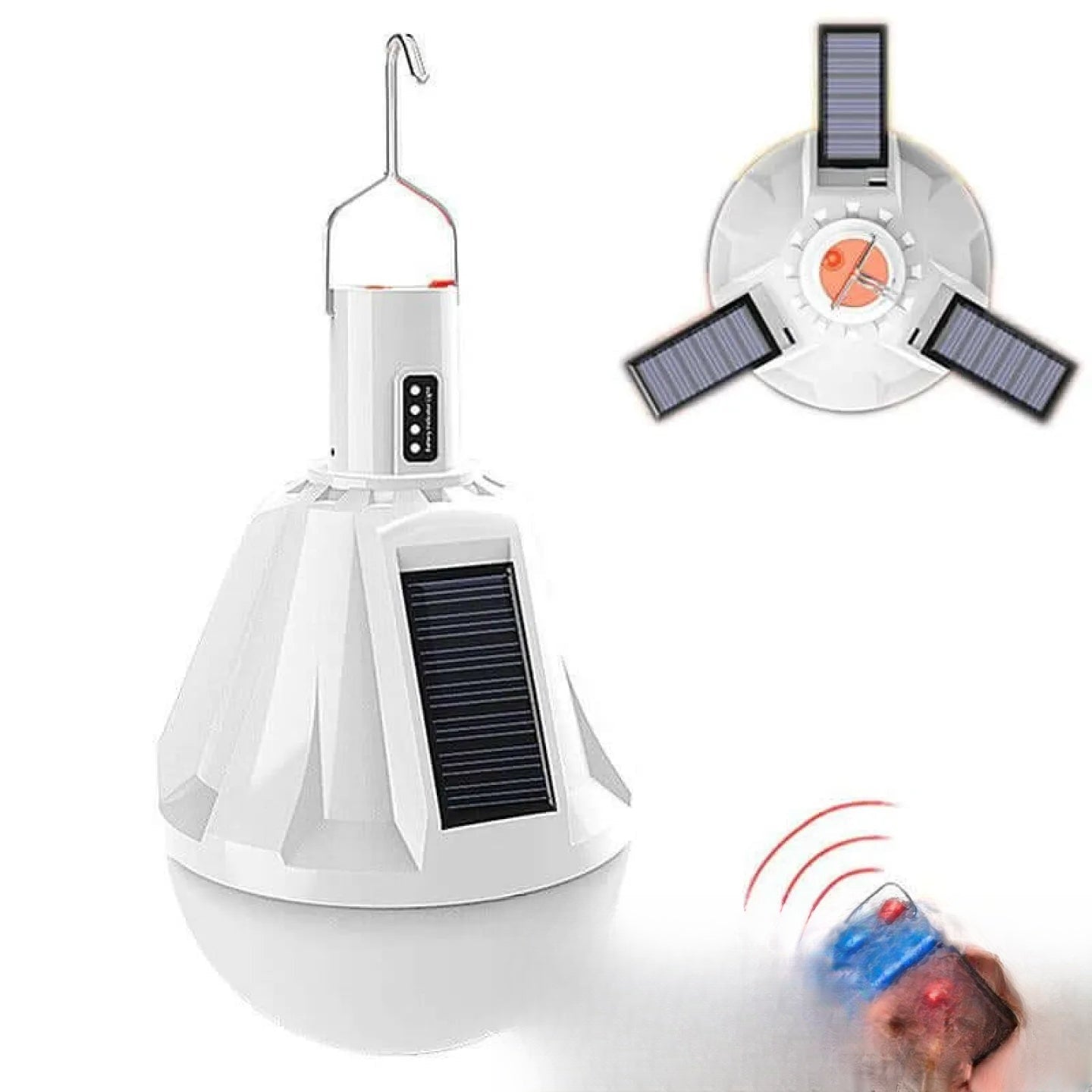 Ampoule solaire extérieure LED autonome avec télécommande et panneaux pliables