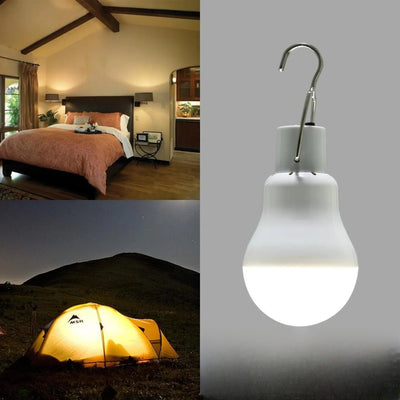 Ampoule solaire portable en ambiance camping et intérieur