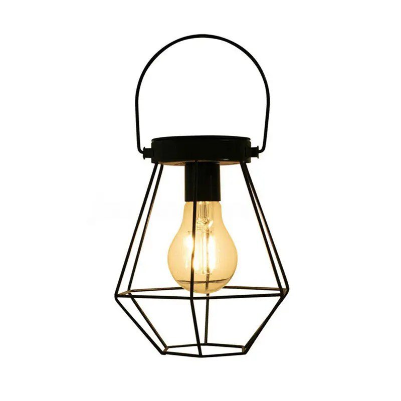 Ampoule solaire à suspendre vintage cage en fer