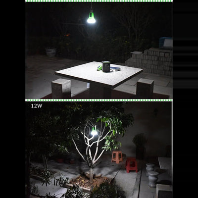 Ampoule LED solaire rechargeable utilisée dans un jardin la nuit