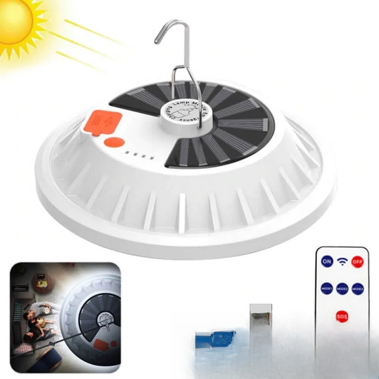 Ampoule solaire puissante à suspendre USB LED nomade avec télécommande