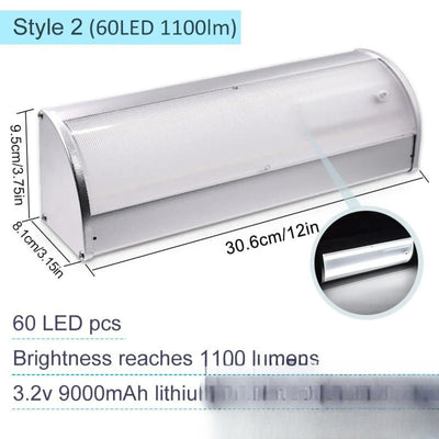 Applique solaire aluminium 60 LED 1100 lumens - dimensions