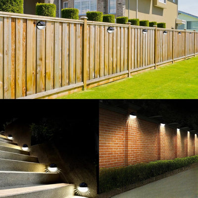 Appliques solaires de balisage sur clôture et mur la nuit