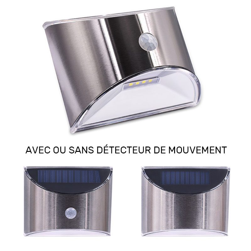 Applique solaire murale en inox pour extérieur