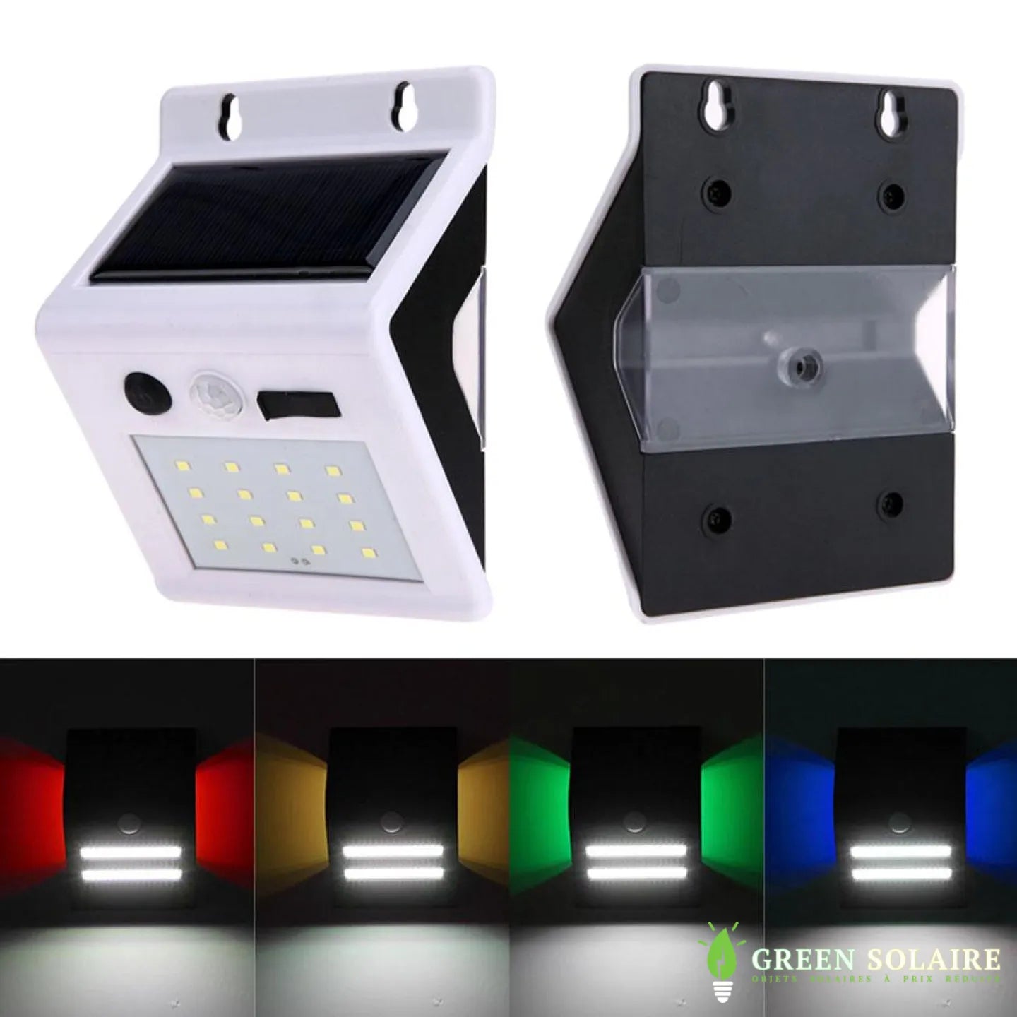 APPLIQUE SOLAIRE RECHARGEABLE 2EN1 BLANC + RGB