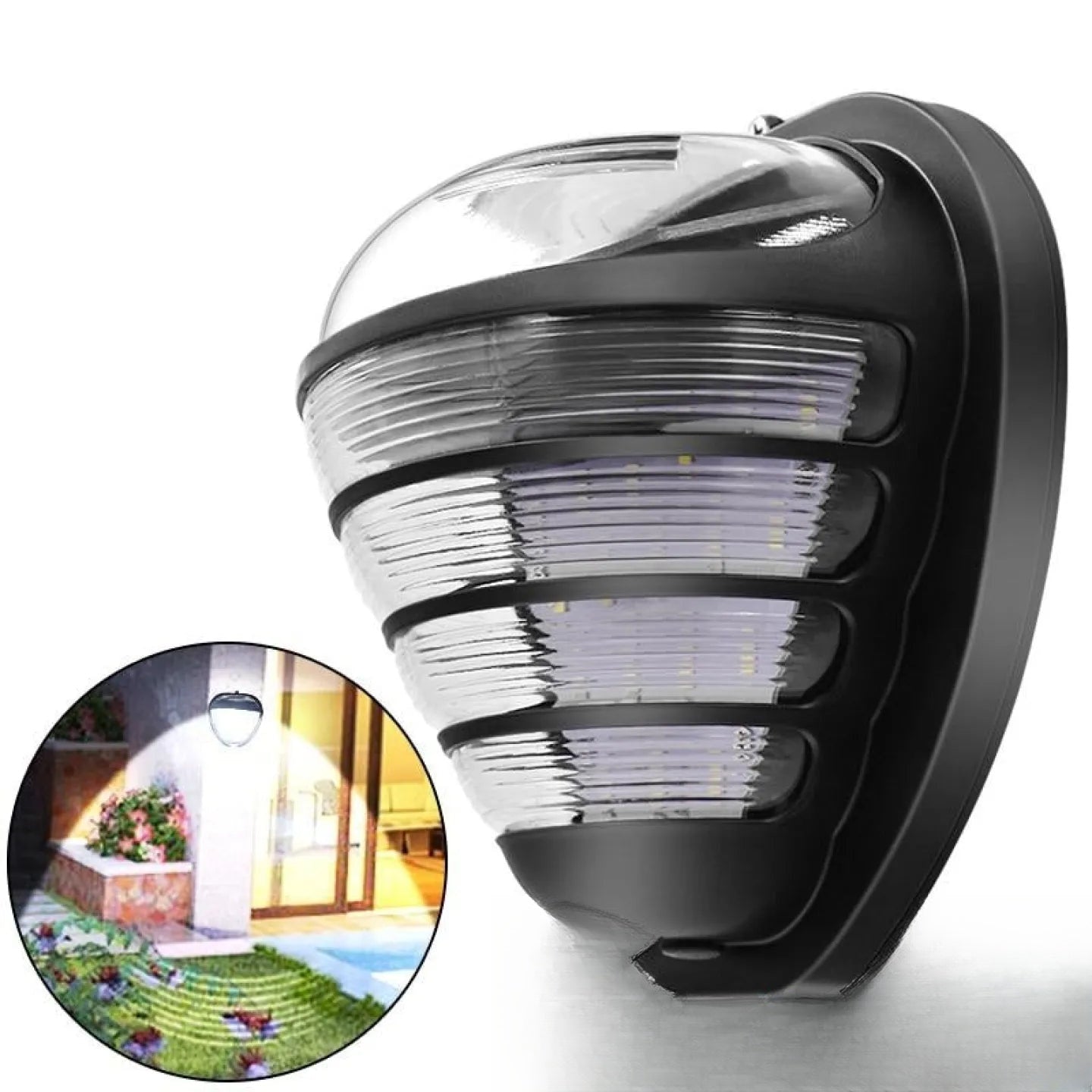 Applique solaire murale design noire LED extérieur
