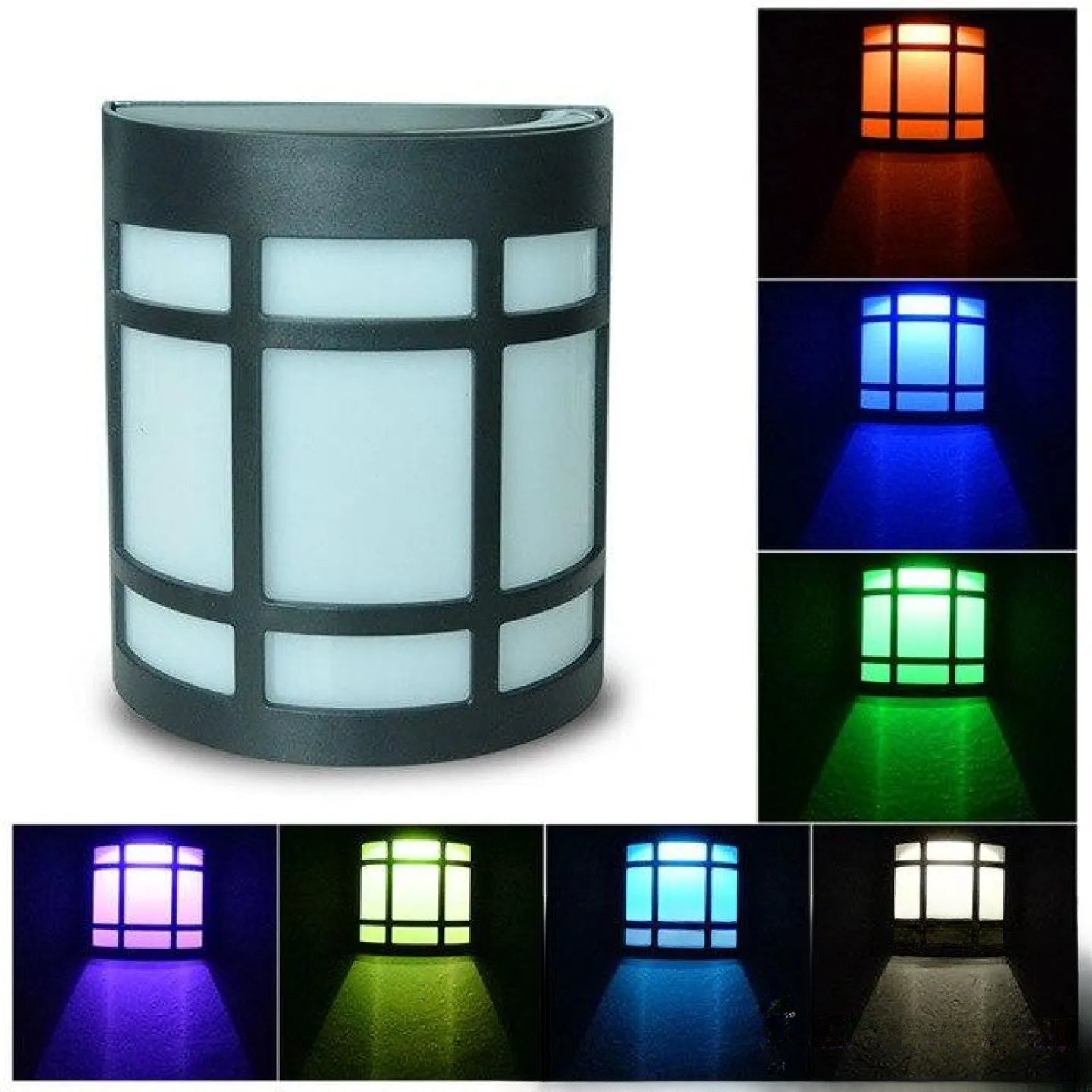 Applique solaire murale LED multicolore RGB extérieure