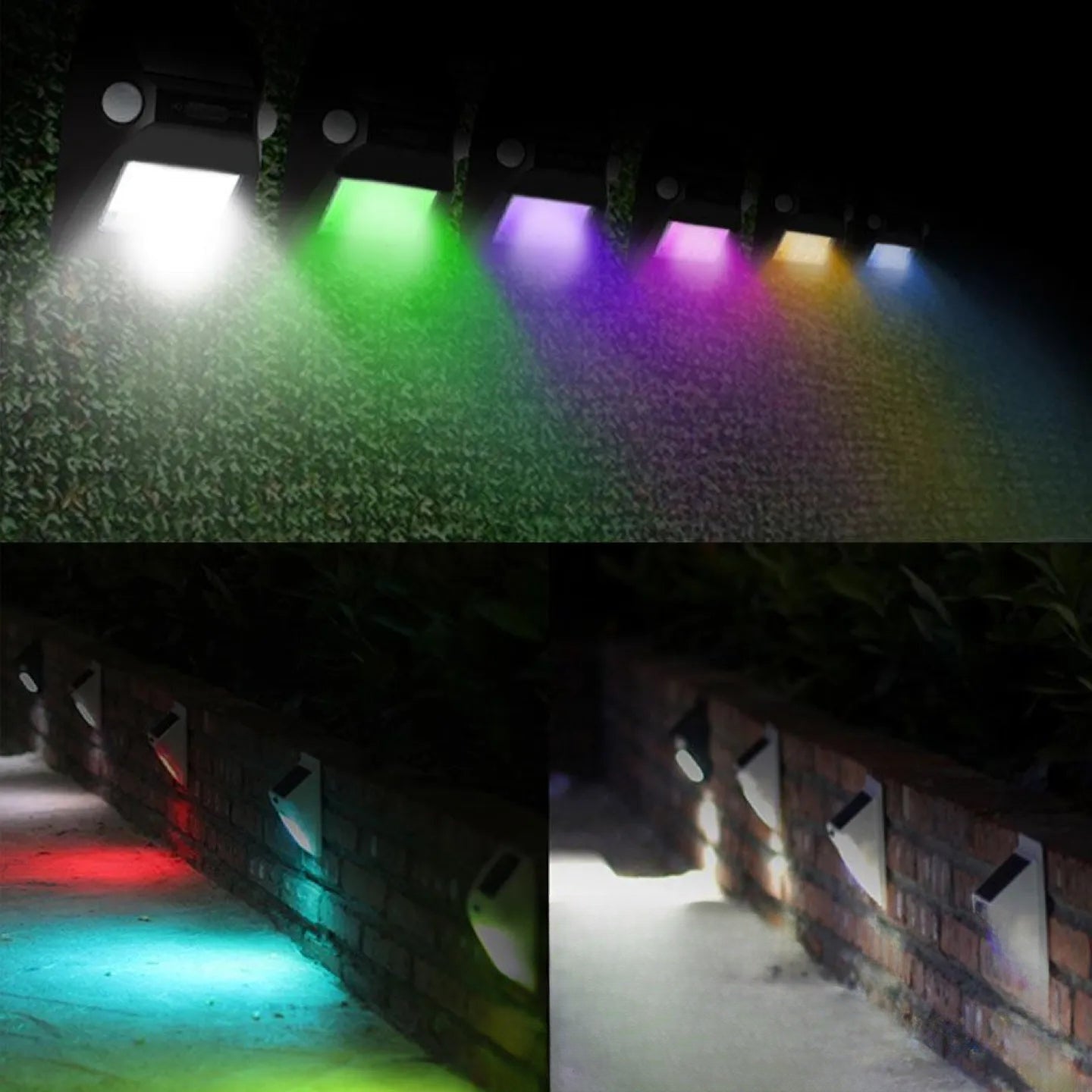 Applique Solaire Murale LED Couleur RGBW Multicolore
