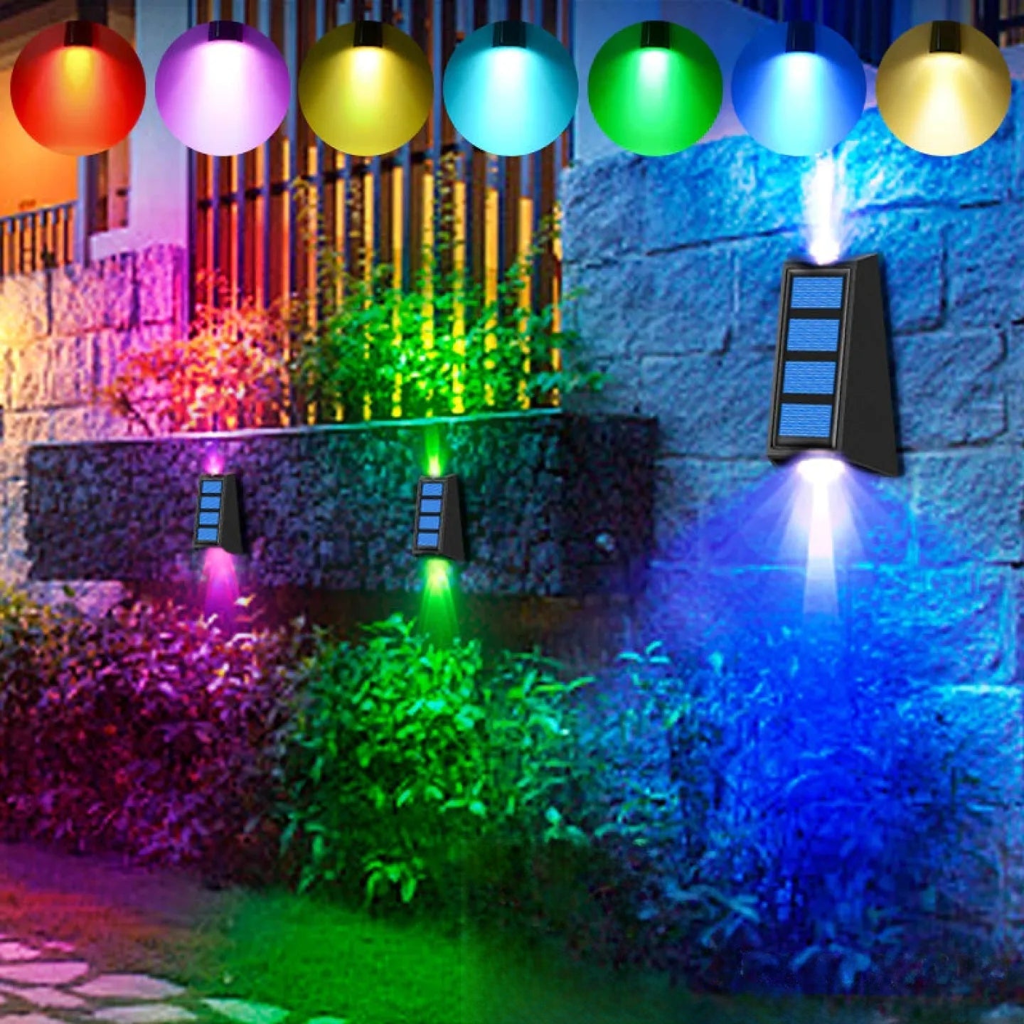 Applique Murale Solaire RGB Couleur Changeante Extérieur